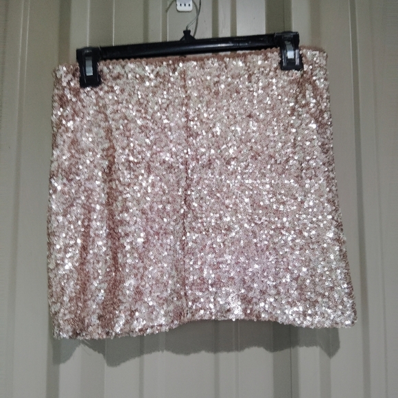 Womens Forever 21 Sparkly Glittery Sequin Champagne Gold Mini Skirt Small Petite - Picture 1 of 1